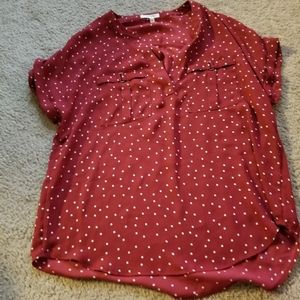 Red shirt with dots